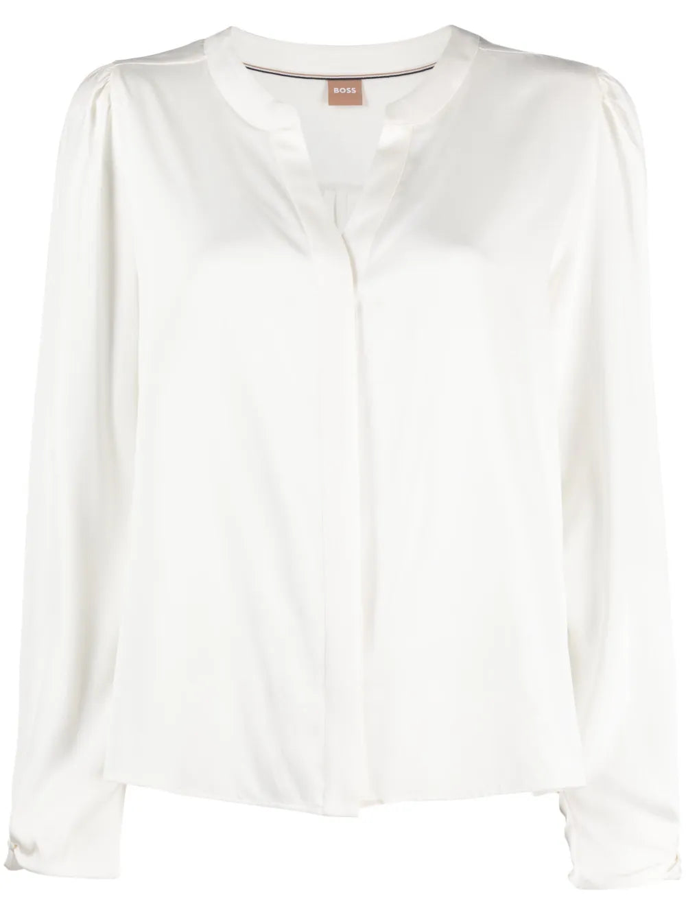 Collarless Stretch-Silk Shirt