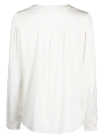 Collarless Stretch-Silk Shirt