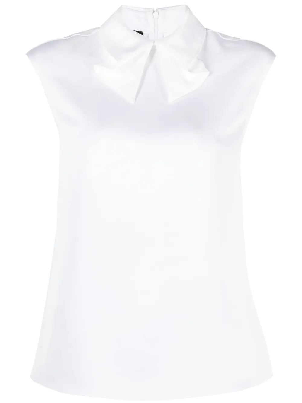 Bow-Collar Satin-Finish Blouse