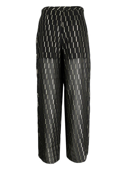 Metallic-Threading Straight-Leg Trousers