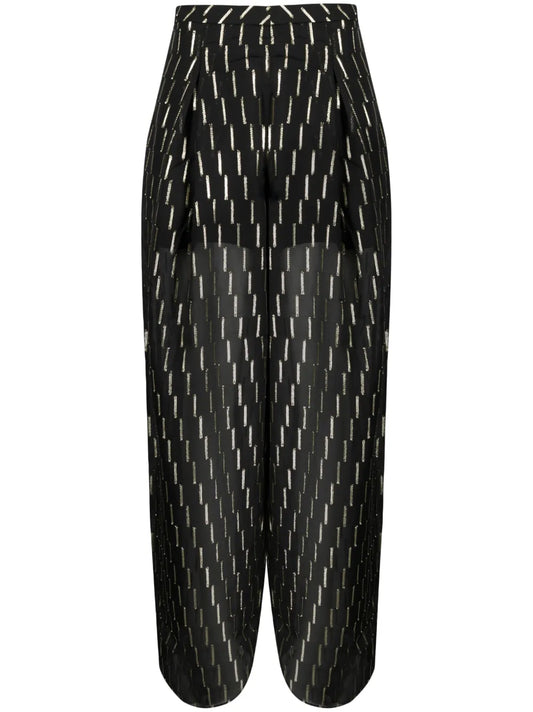 Metallic-Threading Straight-Leg Trousers