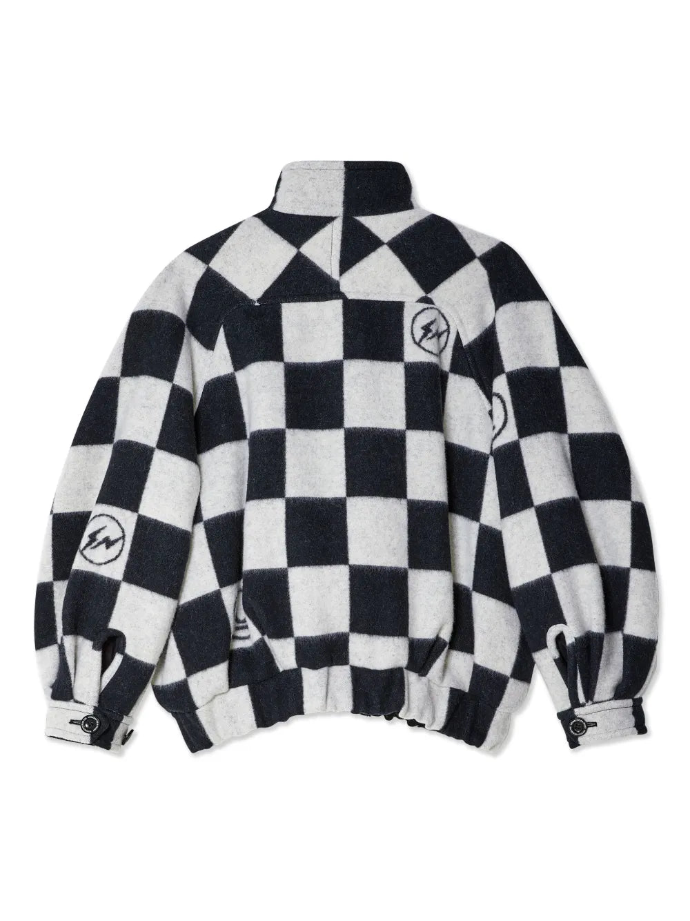 Checkerboard-Print Blouson Jacket