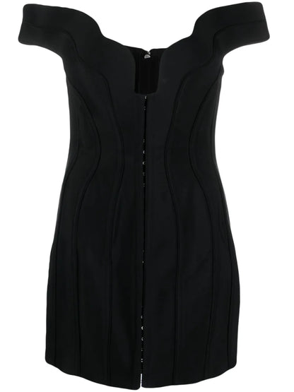Wavy-Detail Corset Minidress