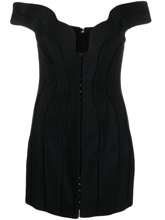Wavy-Detail Corset Minidress