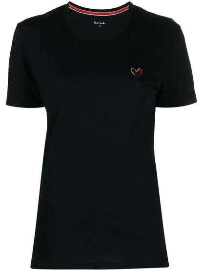 Swirl Heart-Embroidered T-Shirt