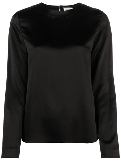 Keyhole Detail Silk Blouse