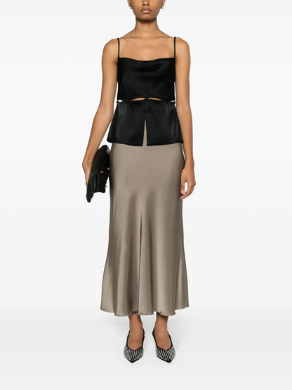Modular Peplum-Waist Satin Tank Top