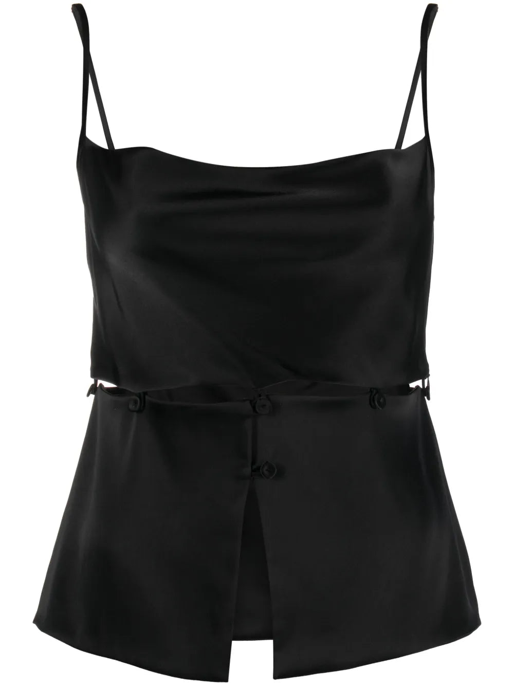 Modular Peplum-Waist Satin Tank Top