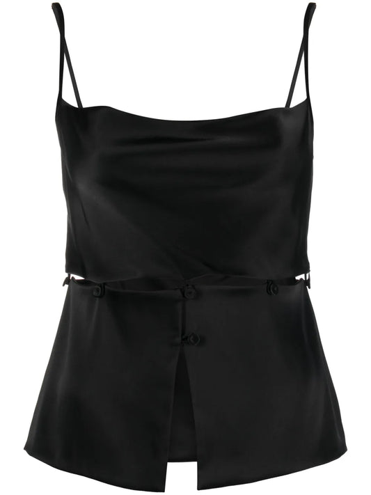 Modular Peplum-Waist Satin Tank Top