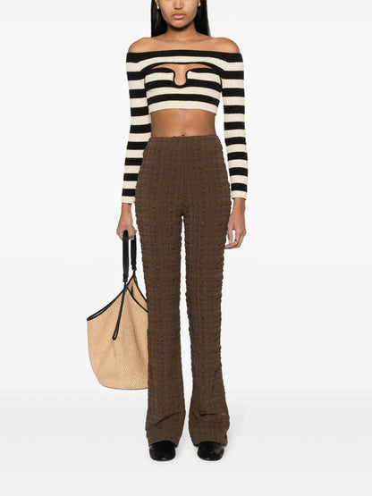 Juna Seersucker-Texture Slim-Fit Trousers