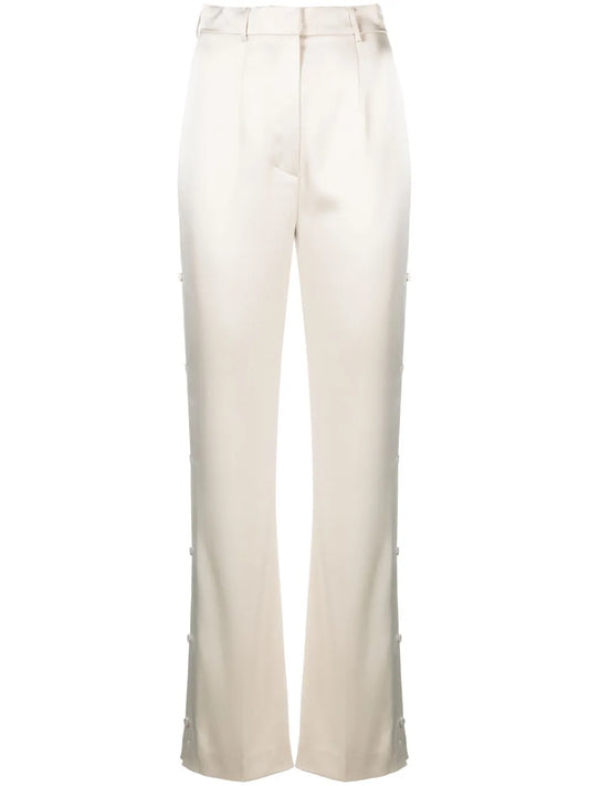 Felina Side-Button Satin Pants