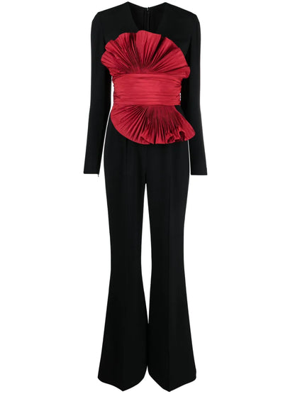 Ruffle-Detail Flared Jumpsuit