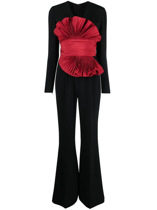 Ruffle-Detail Flared Jumpsuit