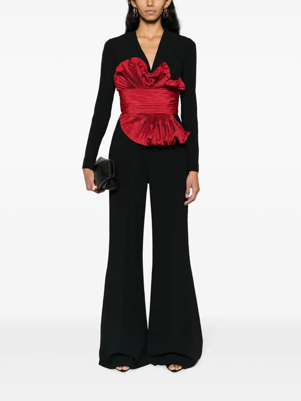 Ruffle-Detail Flared Jumpsuit