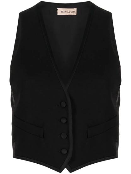 V-Neck Rear-Buckle Gilet