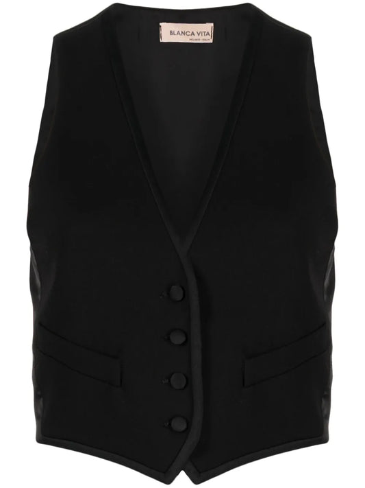 V-Neck Rear-Buckle Gilet