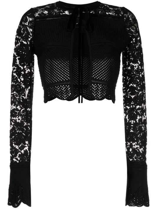 Cropped Open-Knit Top