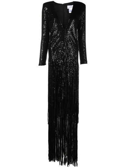 Sequin-Embellished V-Neck Maxi Dress