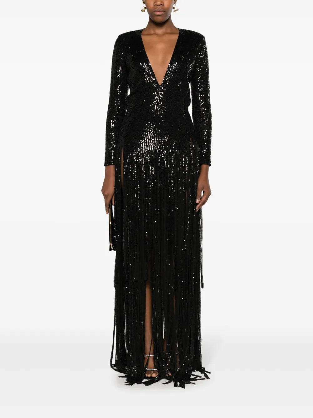 Sequin-Embellished V-Neck Maxi Dress