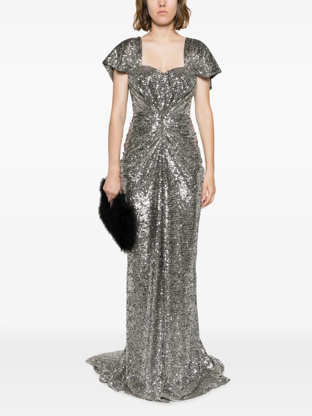 Sequined Sweetheart-Neck Maxi Dress