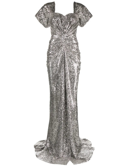 Sequined Sweetheart-Neck Maxi Dress