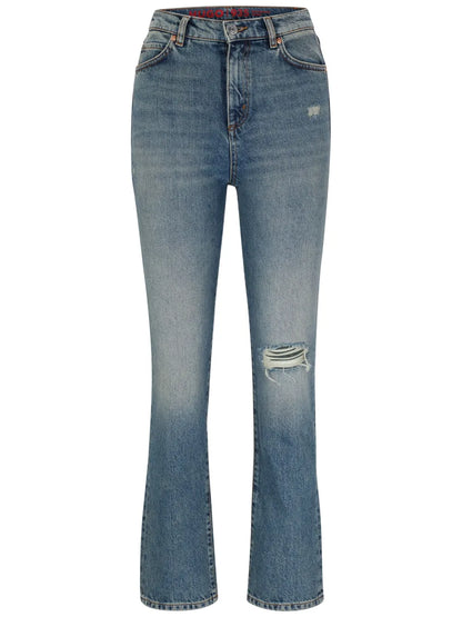Logo-Patch Cotton Tapered Jeans