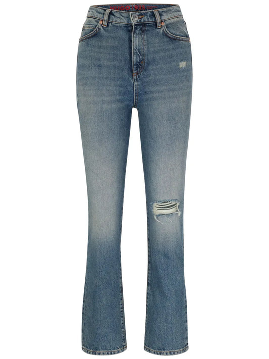 Logo-Patch Cotton Tapered Jeans