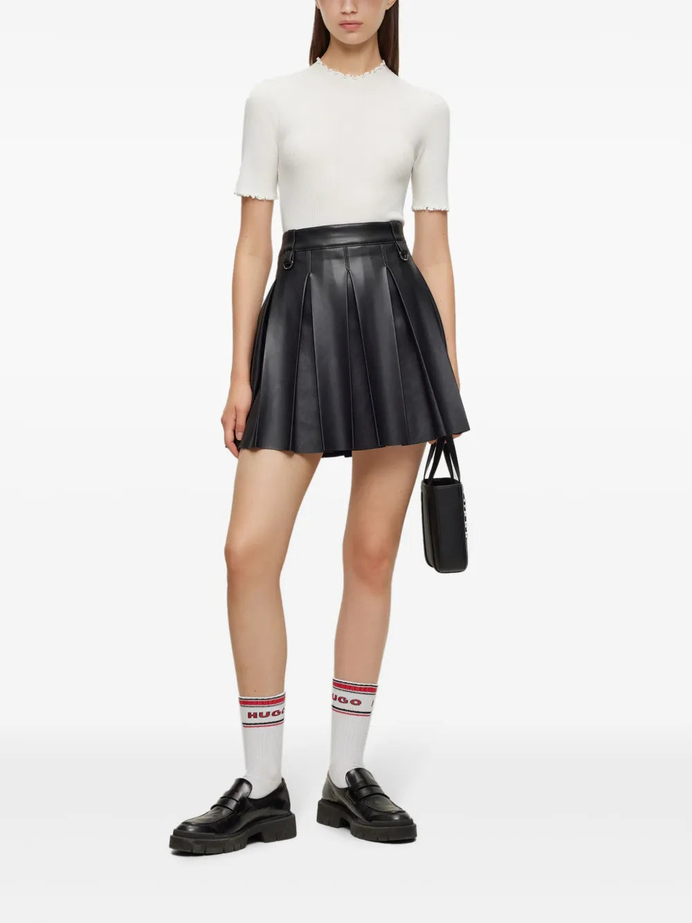 Frilled-Neck Short-Sleeve Top