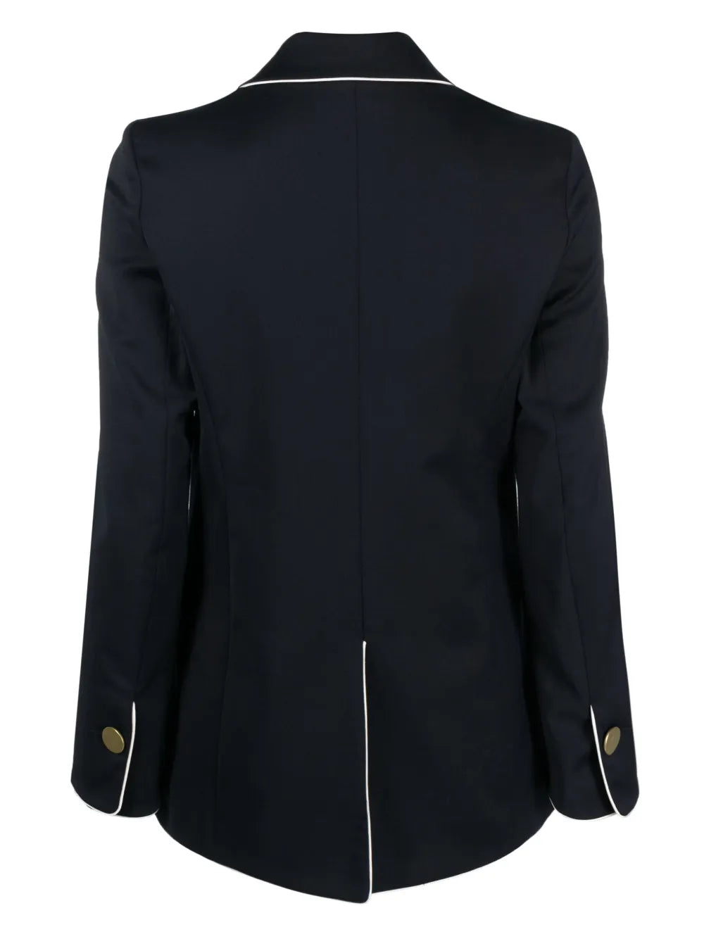 Contrast-Trim Double-Breasted Blazer