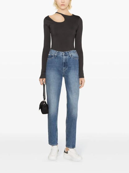 High-Rise Tapered-Leg Jeans