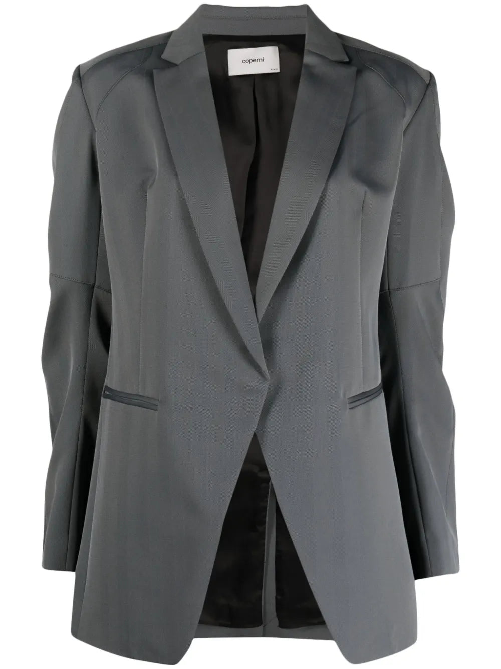 Herringbone-Pattern Biker Blazer