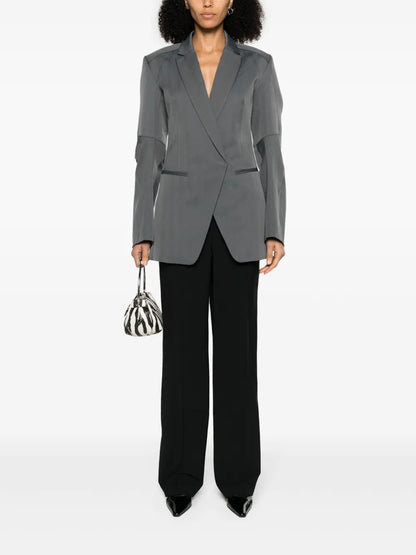 Herringbone-Pattern Biker Blazer