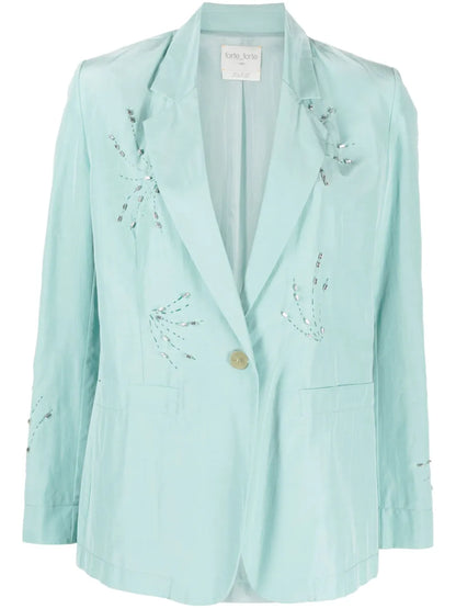 Rhinestone-Embellished Lightweight Blazer