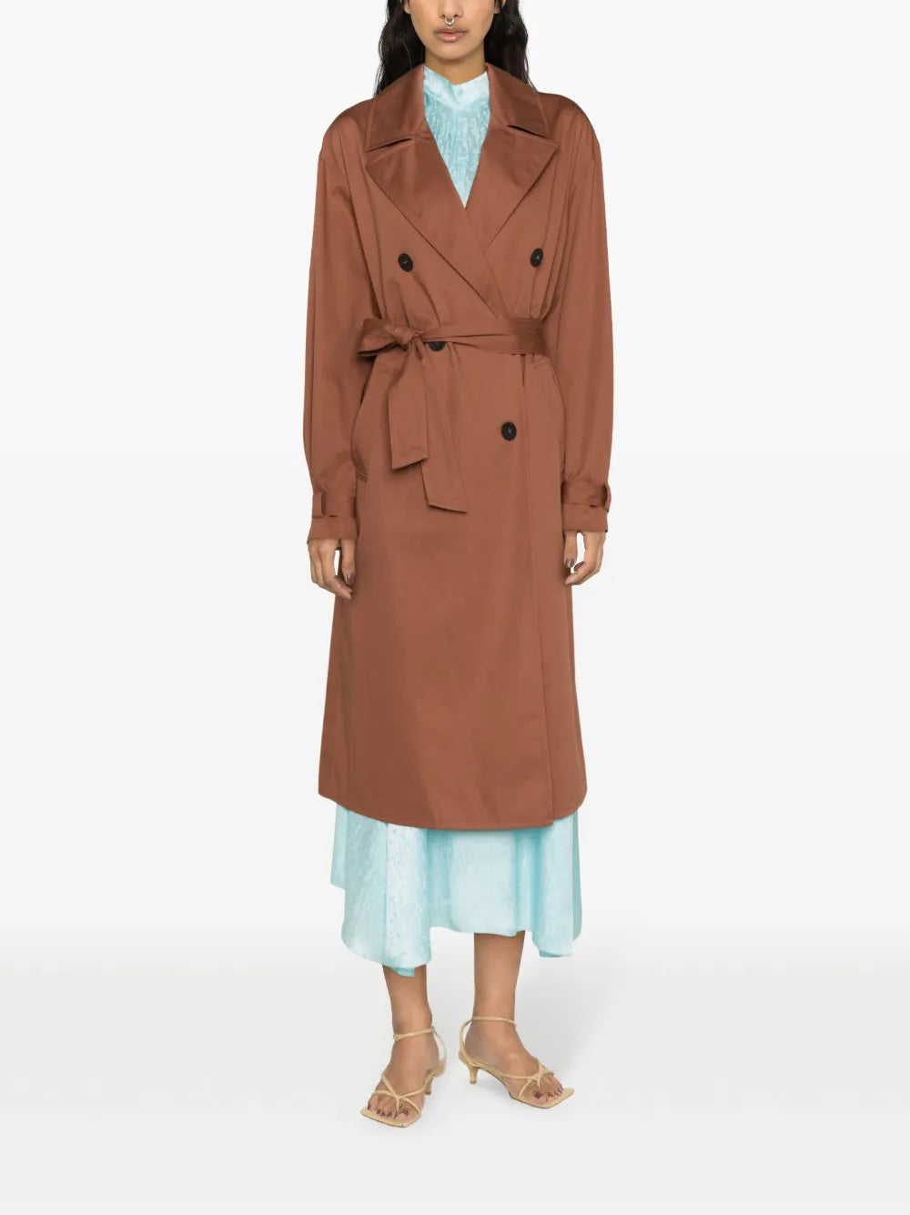Double-Breasted Belted Cotton Trench Coat