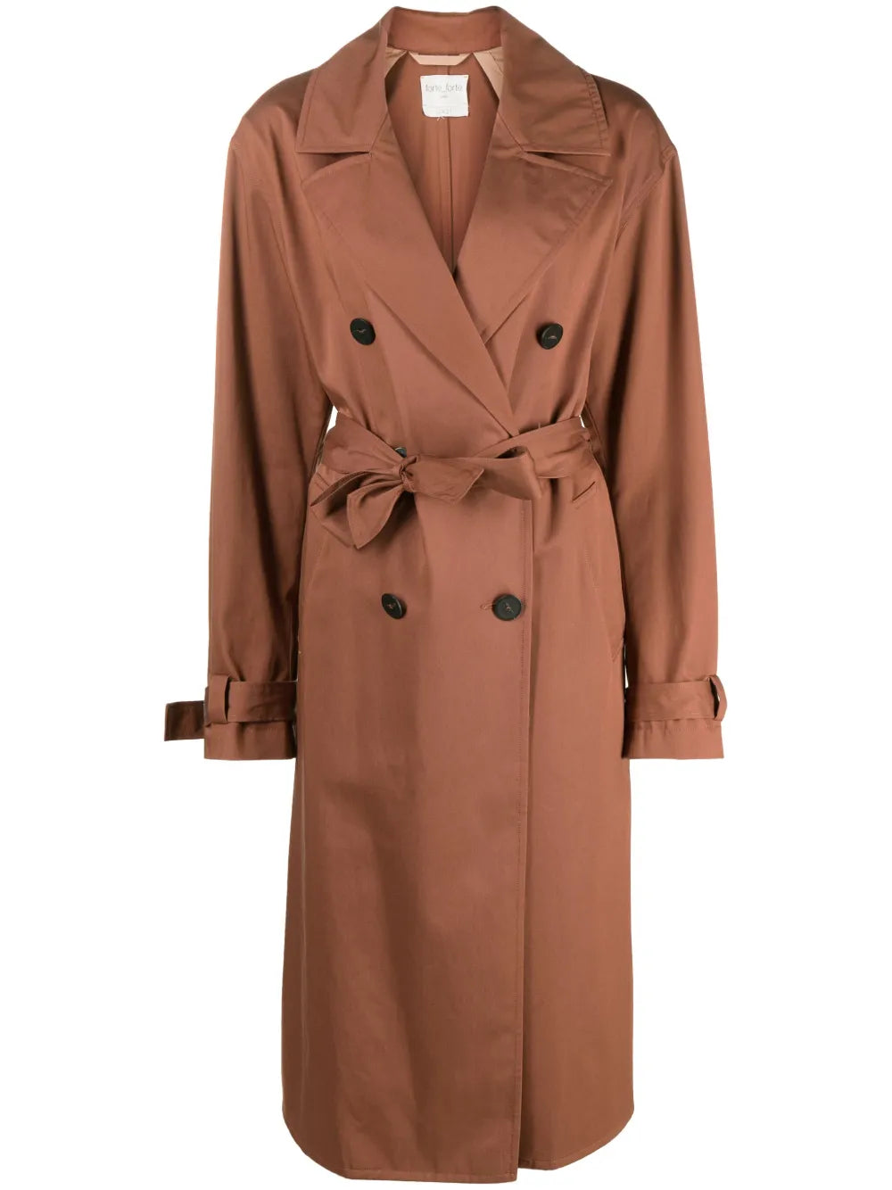 Double-Breasted Belted Cotton Trench Coat