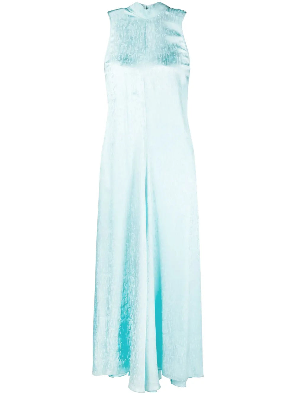 Check-Jacquard Attached-Scarf Midi Dress