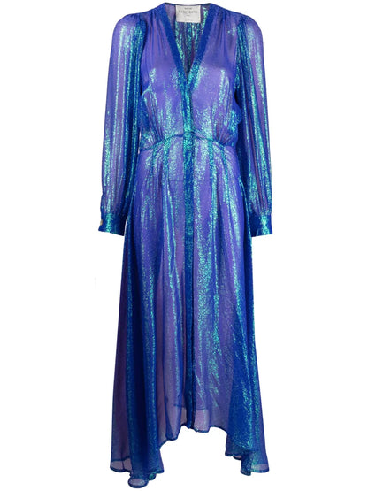 Metallic Patterned-Jacquard Midi Dress
