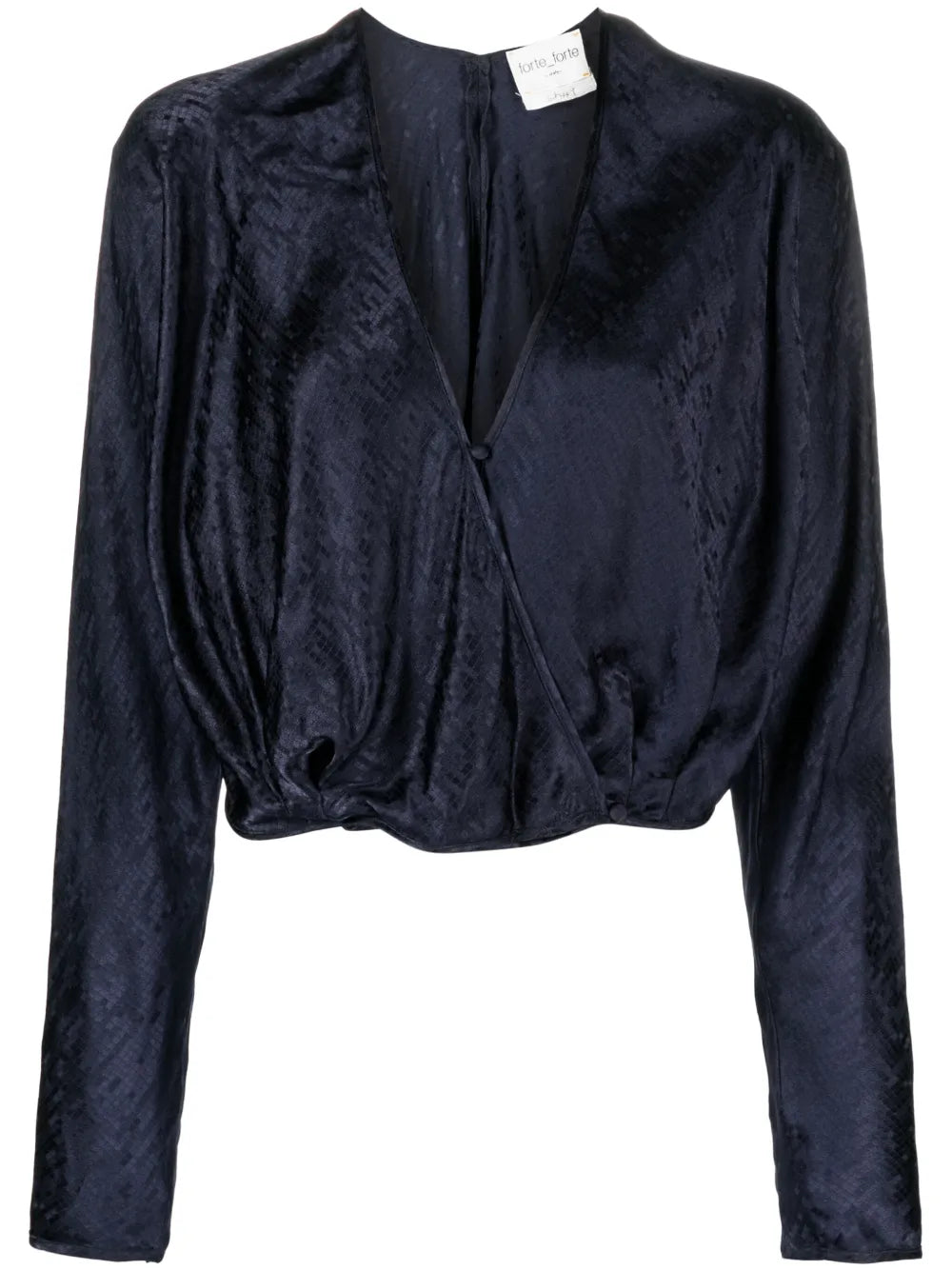 Patterned-Jacquard Long-Sleeve Blouse