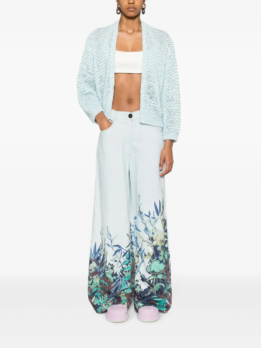 Open-Knit Open Front Cardigan