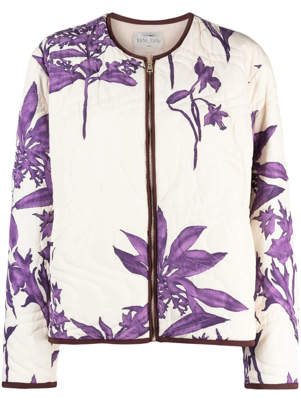 Floral-Pattern Quilted Jacket
