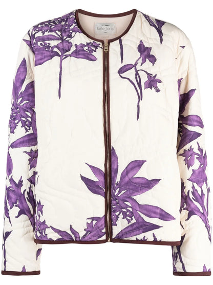 Floral-Pattern Quilted Jacket