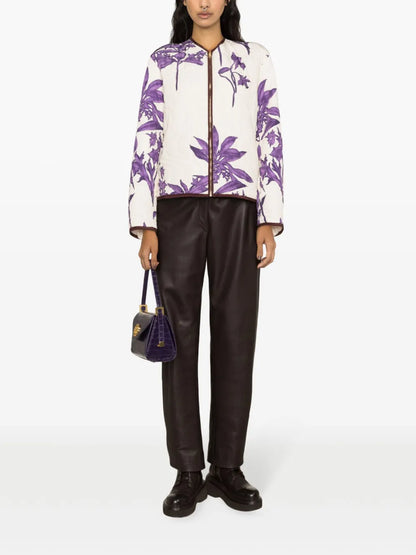 Floral-Pattern Quilted Jacket