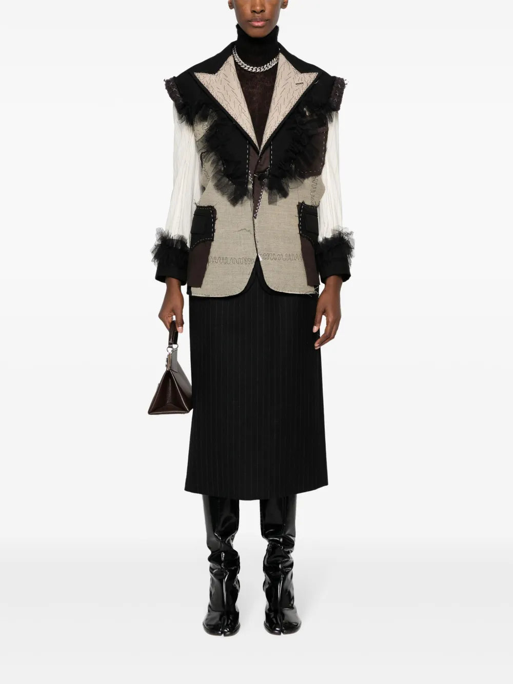 Deconstructed-Design Single-Breasted Blazer
