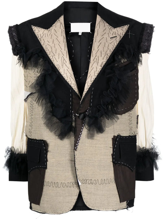 Deconstructed-Design Single-Breasted Blazer