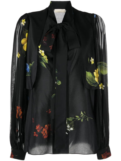 Floral-Print Silk Shirt