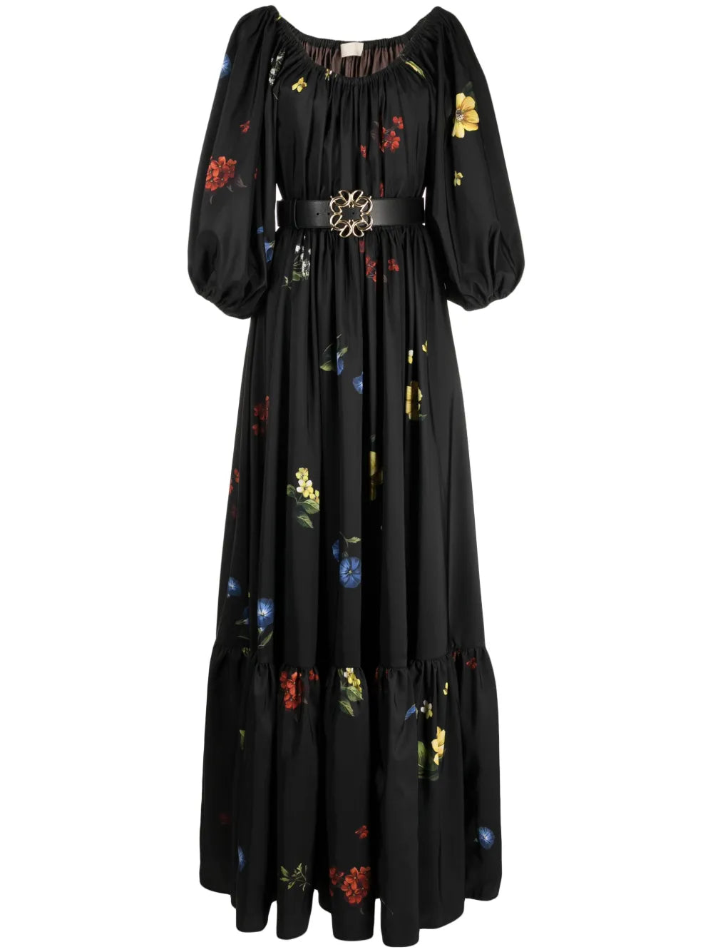 Floral-Print Satin Maxi Dress