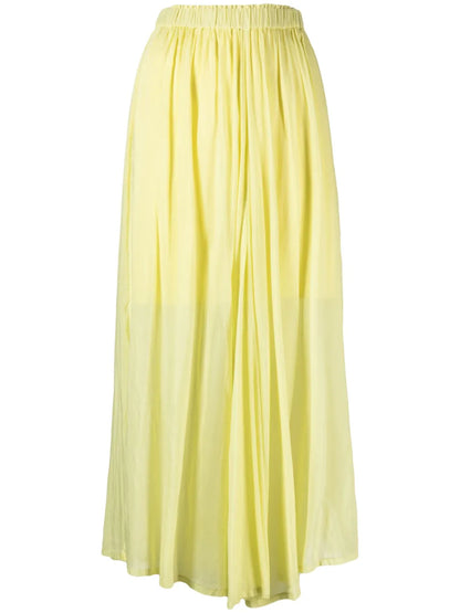 Semi-Sheer Elasticated-Waist Midi Skirt