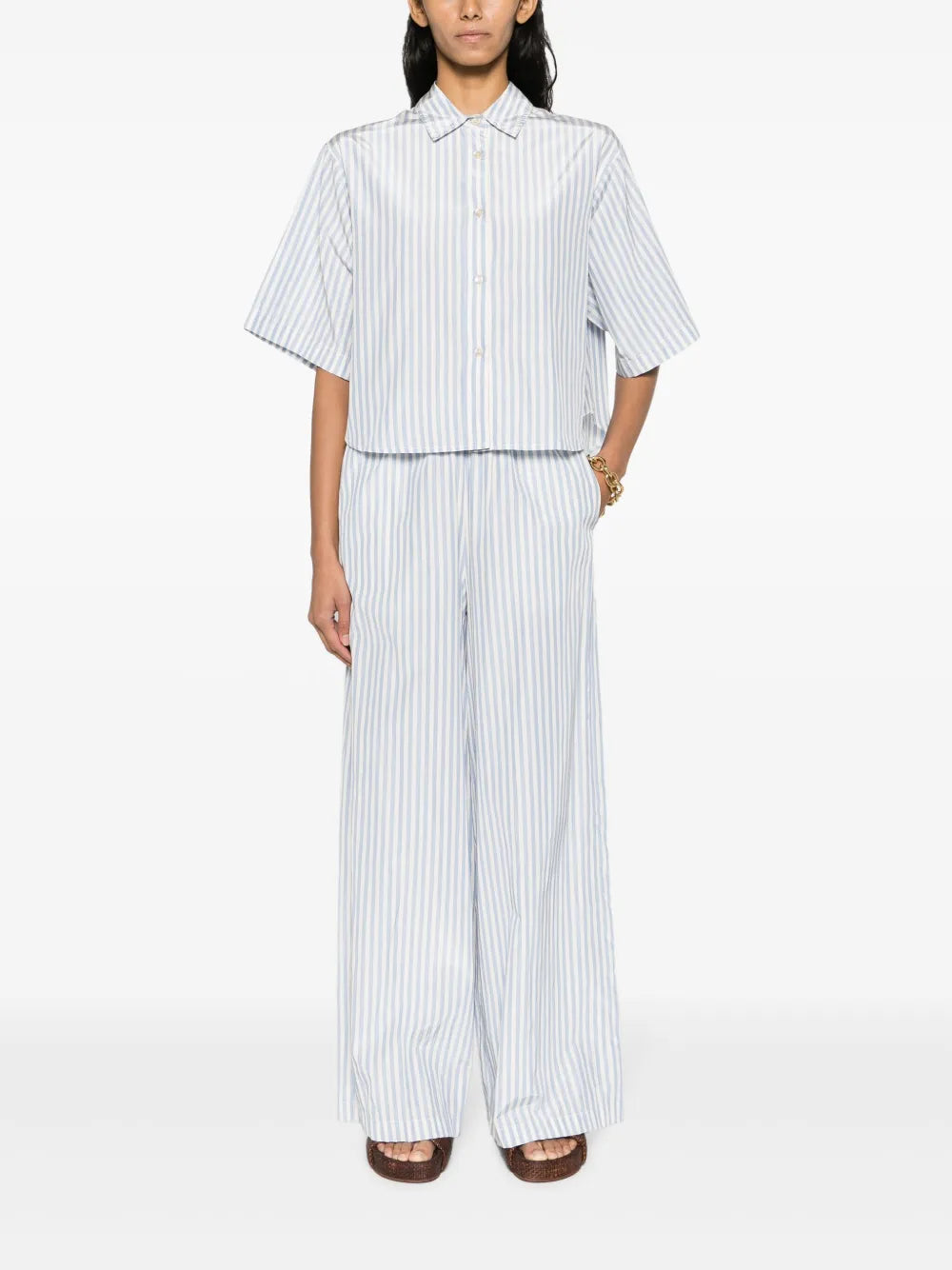Wide-Leg Striped Trousers