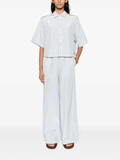 Wide-Leg Striped Trousers