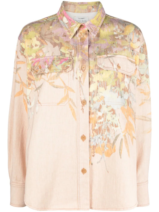 Floral-Pattern Cotton Shirt